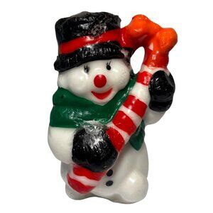 Vintage Snowman Christmas Candle 5" Retro